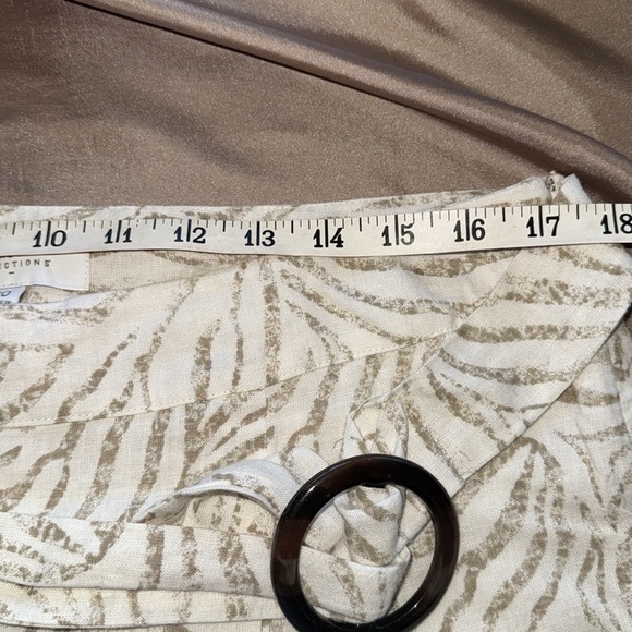 New Directions Wide Leg Linen Pants Desert Sage Tiger Print Ring Belt Detail - Picture 5 of 10